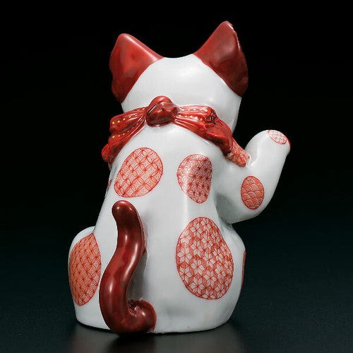 Kutani-yaki Gold Label Red Lucky Symbols 12.3cm Maneki Neko