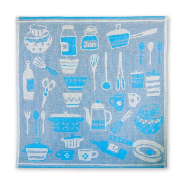 GIN NO FUKIN Ag+ Imabari Towel Blue Kitchen Dishcloth, 34x34cm