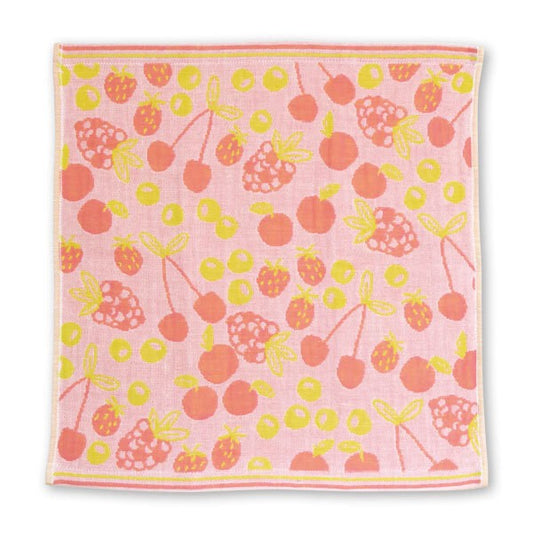 GIN NO FUKIN Ag+ Imabari Towel Pink Cherries Dishcloth, 34x34cm