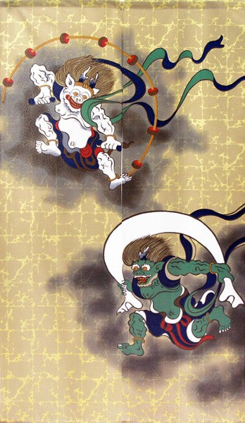 Fujin & Raijin (Wind God & Thunder God) 85x150cm Noren Curtain