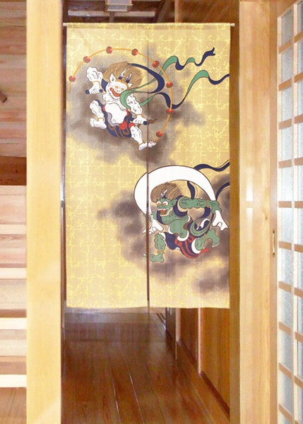 Fujin & Raijin (Wind God & Thunder God) 85x150cm Noren Curtain