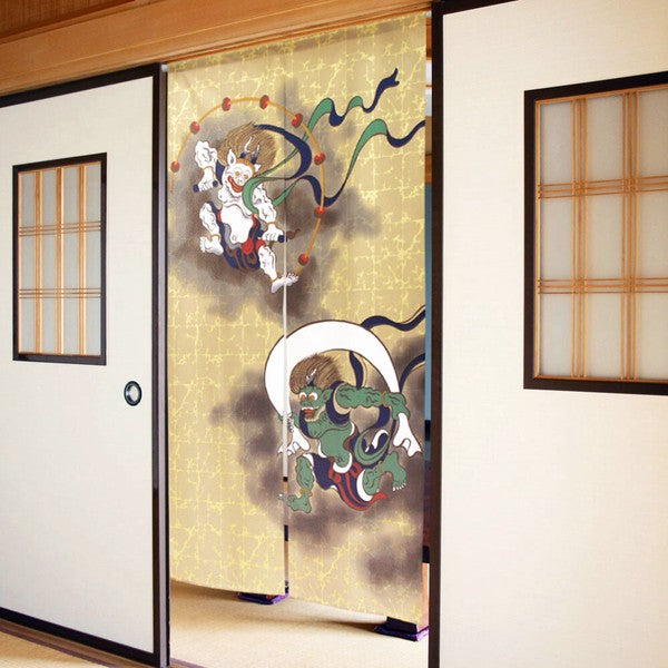 Fujin & Raijin (Wind God & Thunder God) 85x150cm Noren Curtain