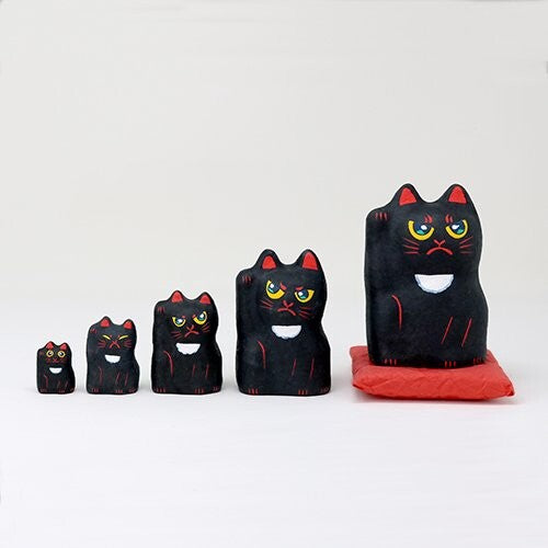 Matryoshka Style Washi Paper Maneki Neko - Set of 5 Sizes (4 Colors)