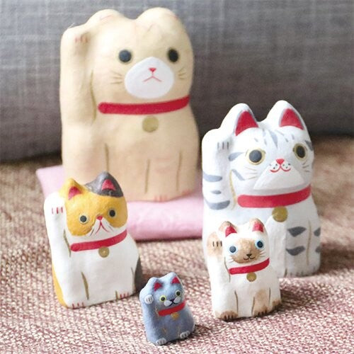 Matryoshka Style Washi Paper Maneki Neko - Set of 5 Sizes (4 Colors)