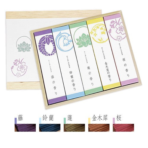 FLORAL Incense Sticks, 40 Pcs - Paulownia Wood Box Gift Set of 5