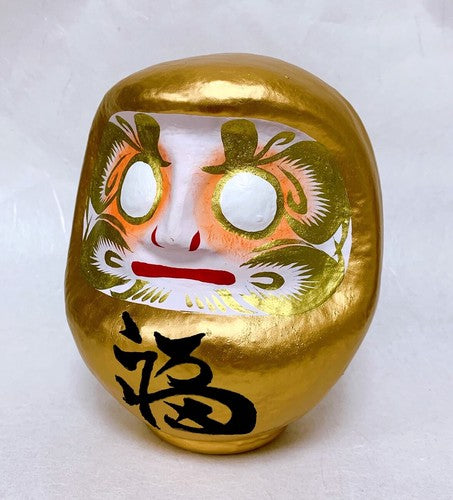 Daruma Doll 16cm, with Eyes Stickers - Gold