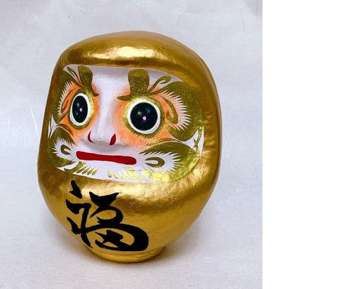 Daruma Doll 16cm, with Eyes Stickers - Gold