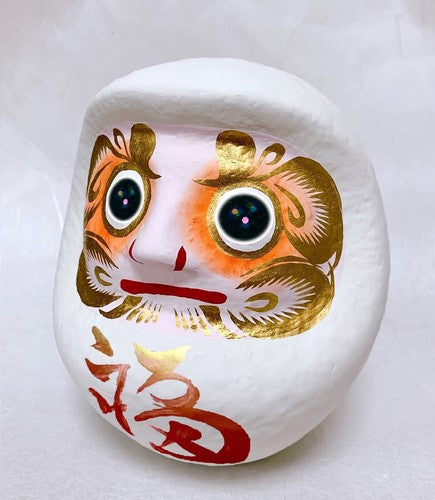 Daruma Doll 16cm, with Eyes Stickers - White