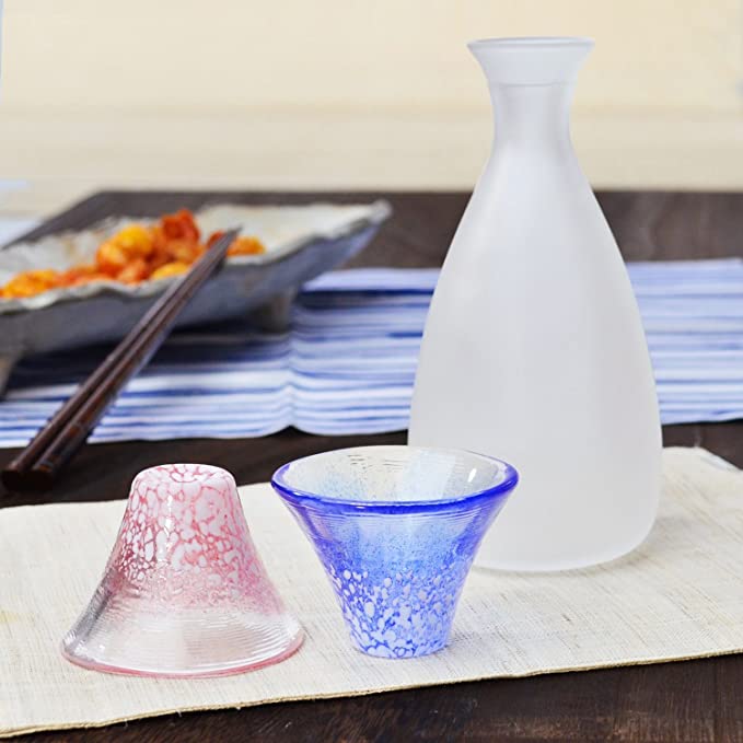 Mt. Fuji Sake Cup Glass & Tokkuri Decanter Set