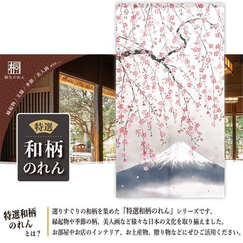 Blooming Sakura & Mount. Fuji in the Spring 85x150cm Noren Curtain