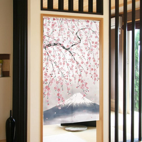 Blooming Sakura & Mount. Fuji in the Spring 85x150cm Noren Curtain