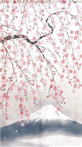 Blooming Sakura & Mount. Fuji in the Spring 85x150cm Noren Curtain