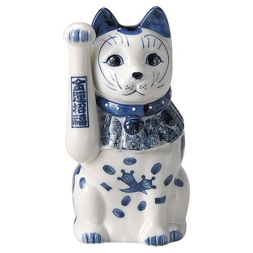 Blue Dyeing/ Aoi Sometsuke White Ceramics 13cm Maneki Neko (4 Styles)