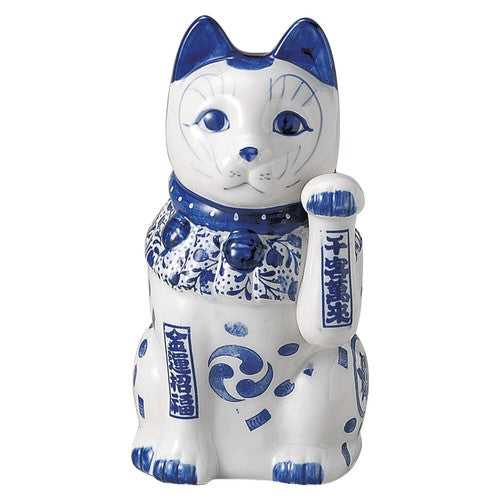 Blue Dyeing/ Aoi Sometsuke White Ceramics 13cm Maneki Neko (4 Styles)