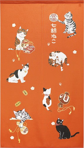 Seven Lucky Cats 85x150cm Noren Curtain (3 Colors)