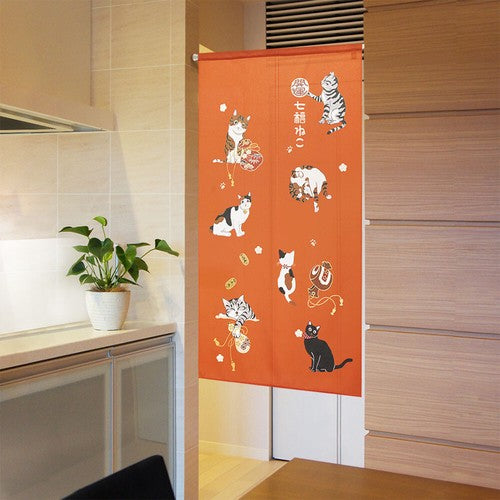 Seven Lucky Cats 85x150cm Noren Curtain (3 Colors)